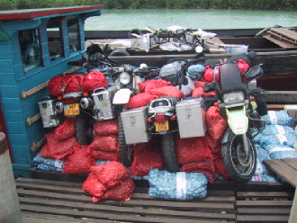 Motorbikes fully stuffed with garlic